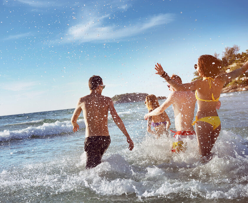 Happy friends sea beach holidays